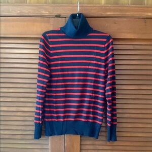 J. Crew Striped Turtleneck Sweater in Navy and Red
